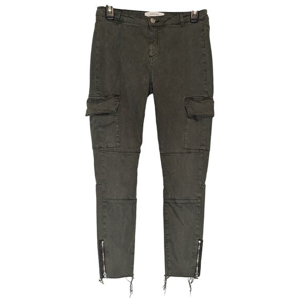 Zara Pants - Zara Woman Army Green Skinny Cargo Pants Raw Hem Ankle Zip Size 4